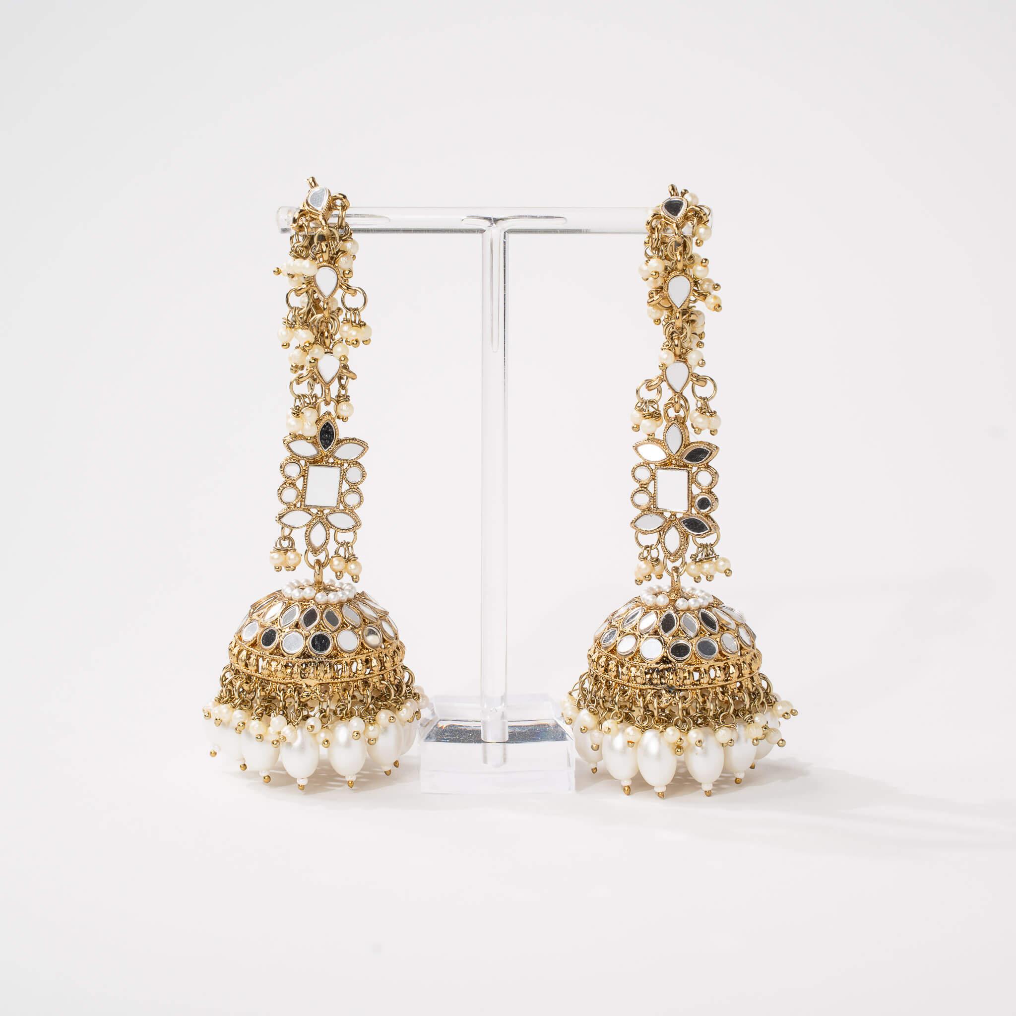 Ameerah Mirror Jhumkie Earrings - MAHARANI