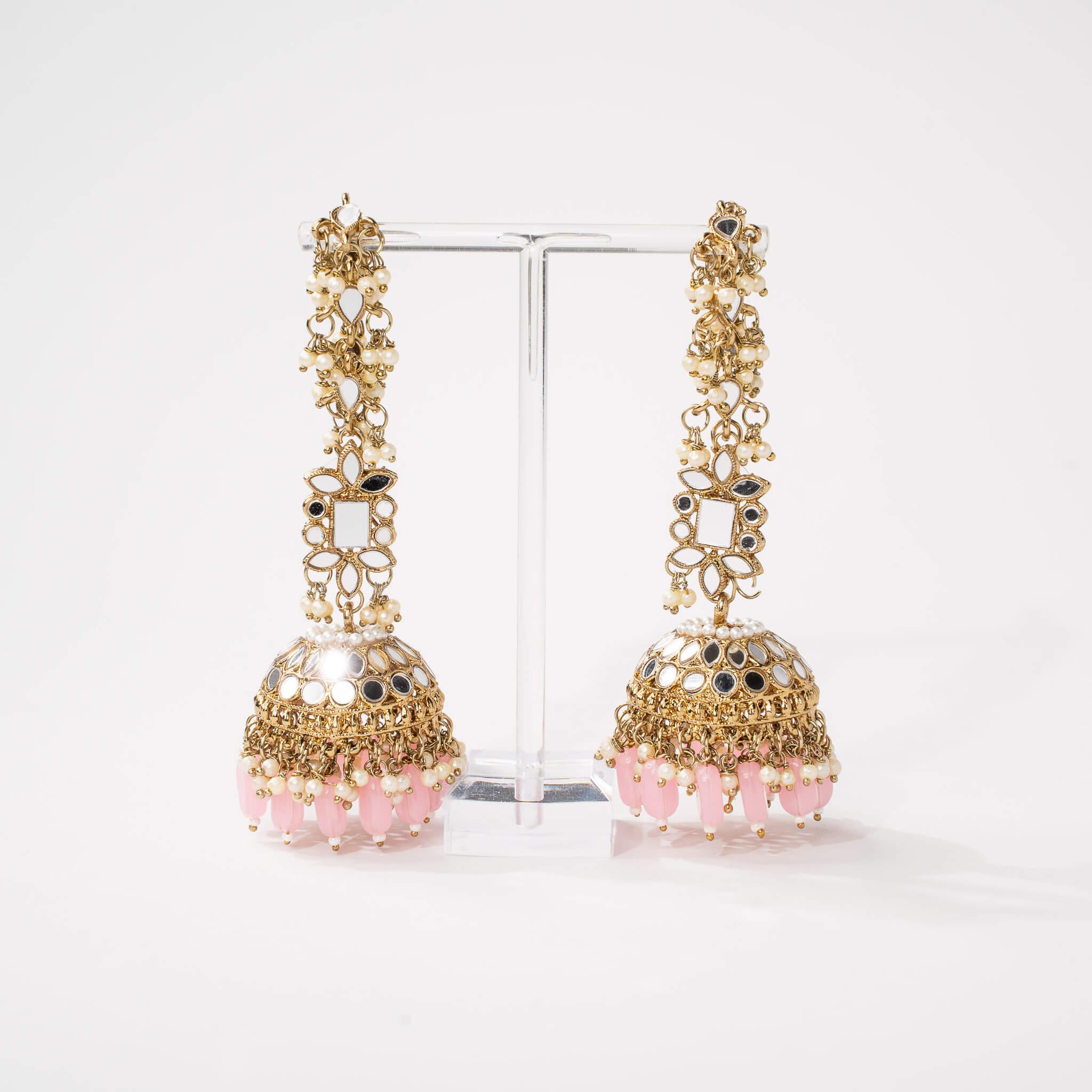 Ameerah Mirror Jhumkie Earrings - MAHARANI