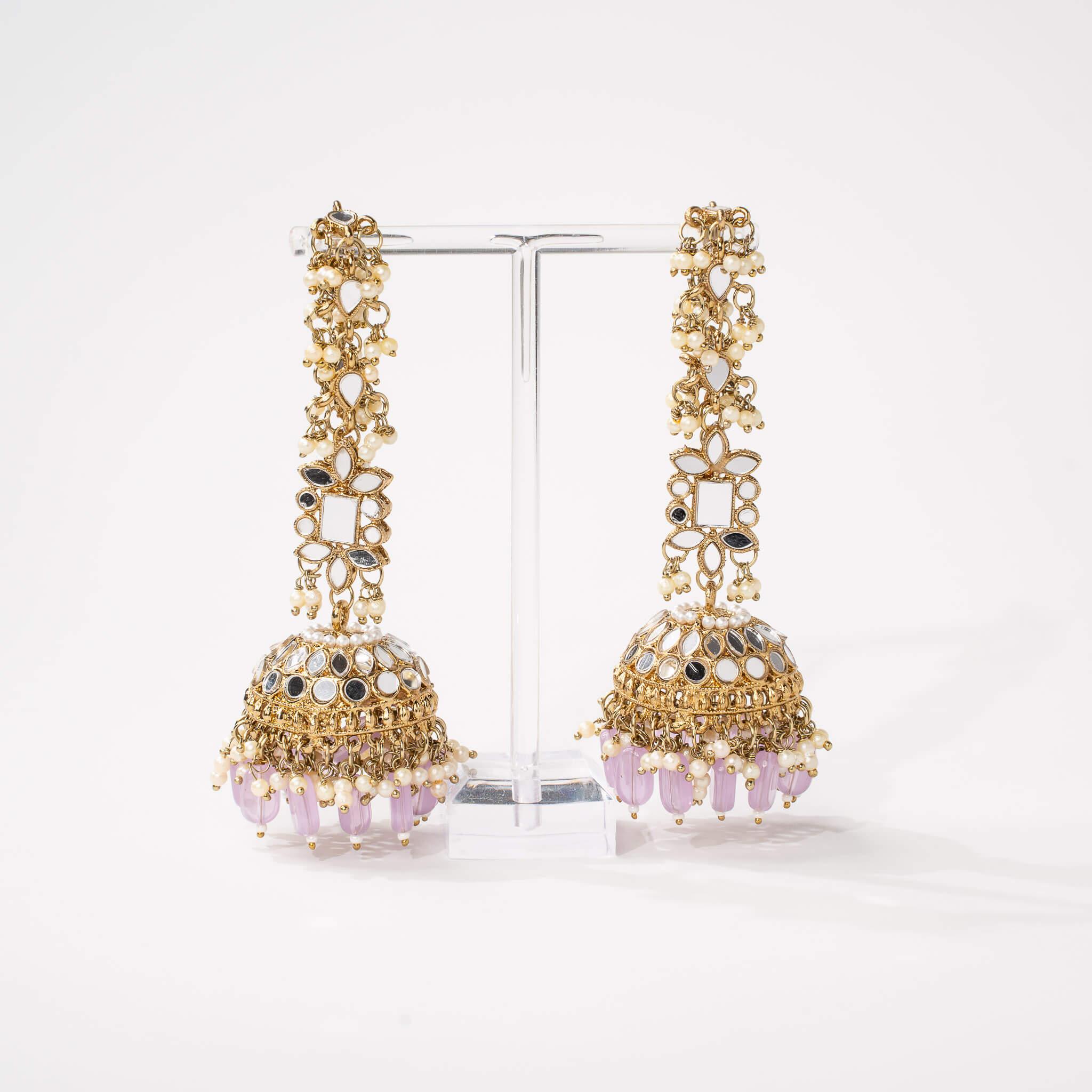 Ameerah Mirror Jhumkie Earrings - MAHARANI