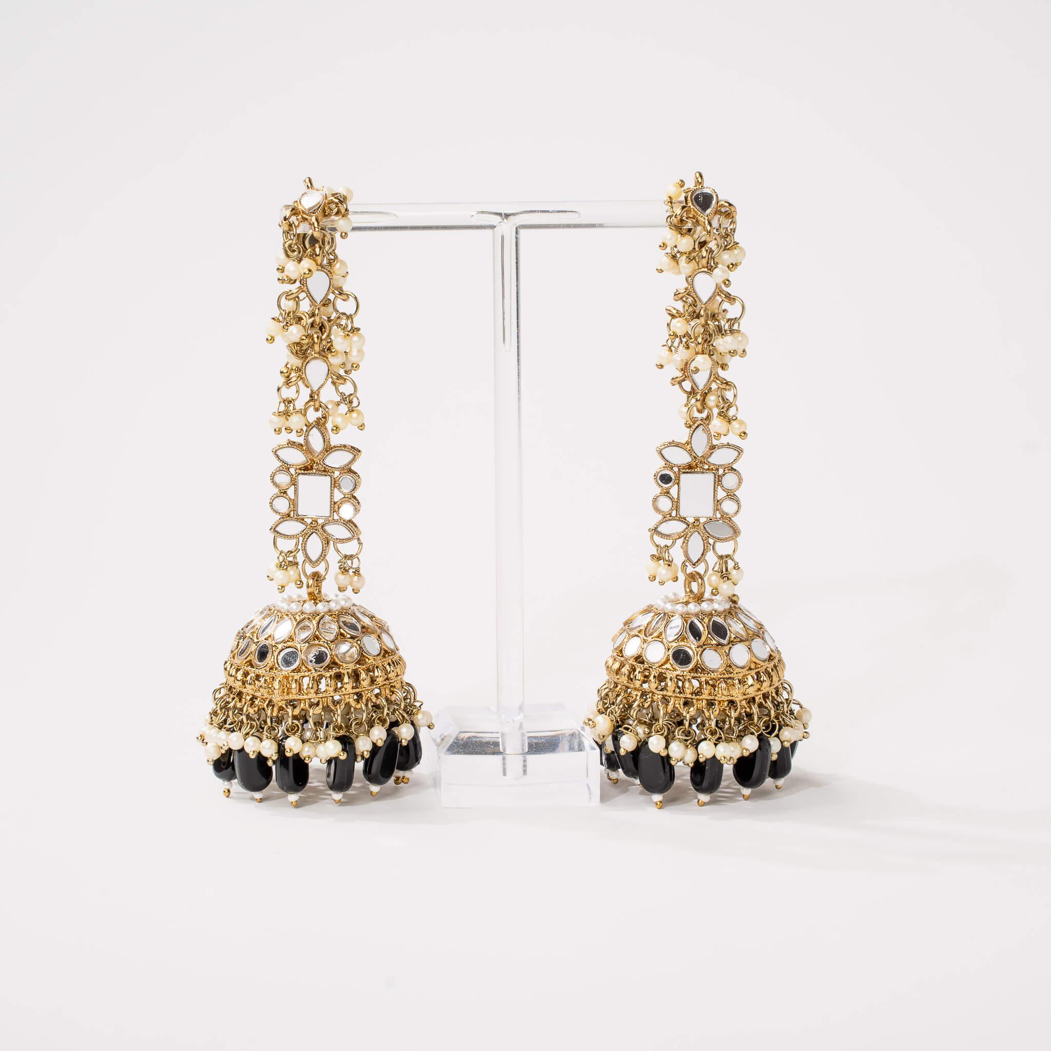 Ameerah Mirror Jhumkie Earrings - MAHARANI