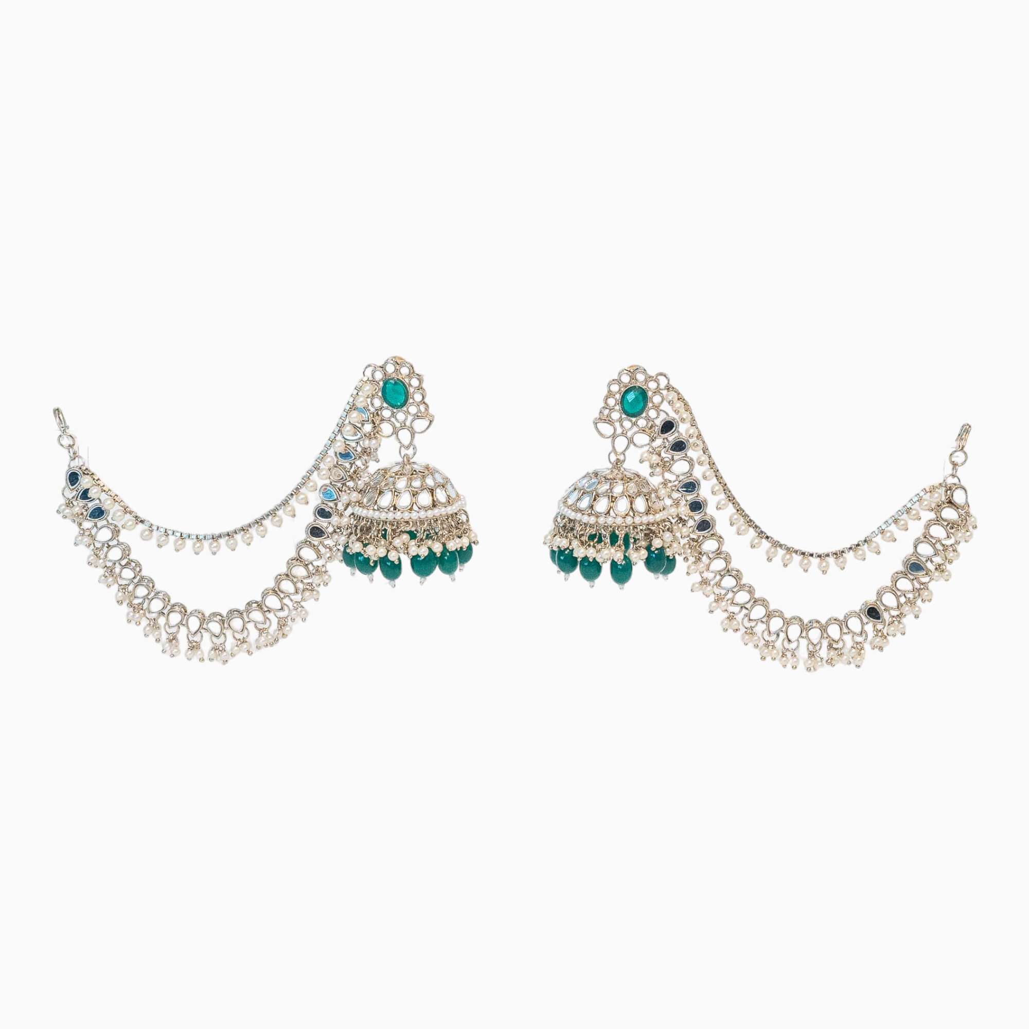 Mirror Jhumkie Earrings with Chain